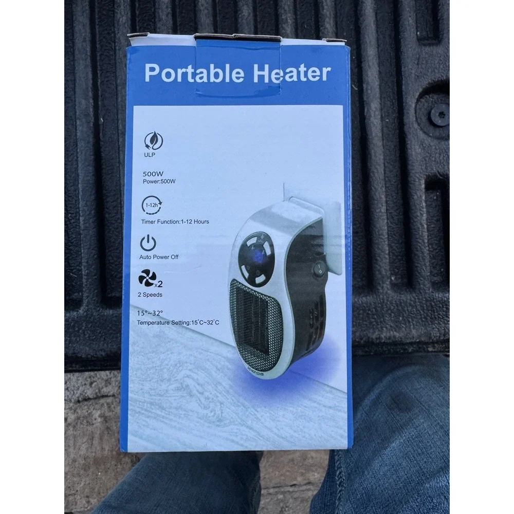 ULP Portable Heater 500W Wall Mount Remote Control Timer Auto Shut-off 2 Speeds